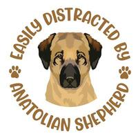 fácilmente distraído por anatolian pastor perro tipografía t camisa diseño vector