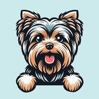 AI generated Yorkshire Terrier dog peeking illustration Pro vector