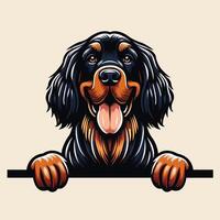 AI generated Gordon Setter dog peeking Face illustration Free vector