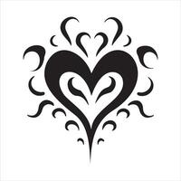 Heart tattoo design flames and fire, heart and love symbols, gothic tattoos and print templates vector