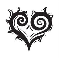 Heart tattoo design flames and fire, heart and love symbols, gothic tattoos and print templates vector