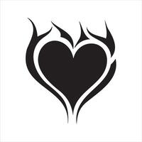 Heart tattoo design flames and fire, heart and love symbols, gothic tattoos and print templates vector