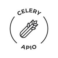 Simple Isolated Vector Logo Badge Ingredient Warning Label. Allergens icons. Food Intolerance Celery. Written in Spanish and English