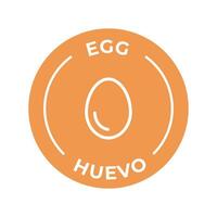 Isolated Vector Logo Badge Ingredient Warning Label. Colorful Allergens icons. Food Intolerance Egg. Written in Spanish and English