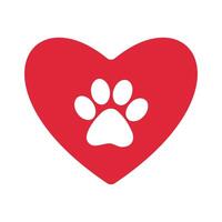 Pet friendly, pet lover sticker, paw in heart vector