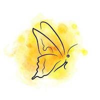 Fiery yellow butterfly, ink, watercolor vector