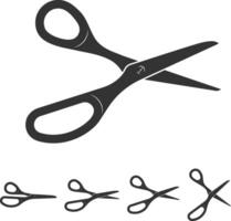 Set scissor icon. Scissors vector design element or logo template. Black and white silhouette isolated.