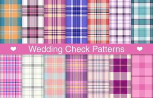 Wedding plaid bundles, textile design, checkered fabric pattern for shirt, dress, suit, wrapping paper print, invitation and gift card. vector