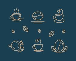 Coffee icon set. Vector template for logo line design.