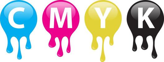 CMYK paint symbol. Spilled paints. Design element .Vector illustration. vector