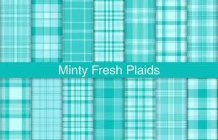 Minty fresh plaid bundles, textile design, checkered fabric pattern for shirt, dress, suit, wrapping paper print, invitation and gift card. vector