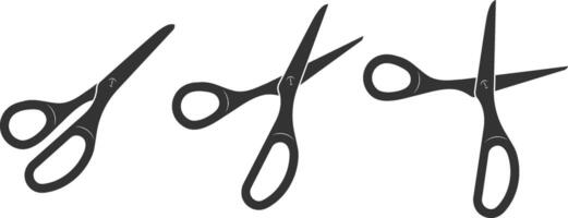 Set scissor icon. Scissors vector design element or logo template. Black and white silhouette isolated.