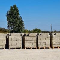 Cinder blocks, which lie in the bays. Storage cinder block photo