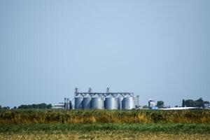 Plant for the drying and storage of grain. Top view. photo