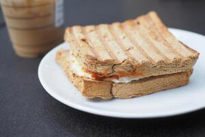 sandwich or toast with toasted bread slices, photo