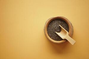 close up of chia seed in a container , photo