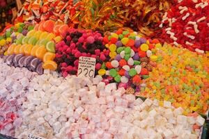 Traditional Turkish Delights displaying for sale at market photo