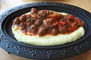 Turkey Meatballs served with potato mash photo