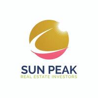 Sun over Cityscape Skyscrapers Business city Logo design vector template. Real Estate Architecture Construction Logotype concept icon.