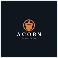 Simple Acorn logo design with leaves,oak leaves logo,isolated with vector illustration editing