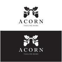 Simple Acorn logo design with leaves,oak leaves logo,isolated with vector illustration editing