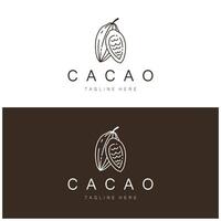 cacao logotipo,cacao frijol, cacao árbol,cacao ramas y hojas,chocolate mezcla en blanco fondo, vintage, moderno, simple, minimalista icono ilustración modelo diseño vector