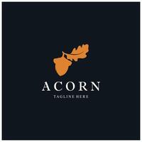 Simple Acorn logo design with leaves,oak leaves logo,isolated with vector illustration editing