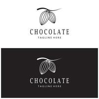 cacao logotipo,cacao frijol, cacao árbol,cacao ramas y hojas,chocolate mezcla en blanco fondo, vintage, moderno, simple, minimalista icono ilustración modelo diseño vector