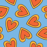 Hearts Pattern Hearts Background Love Seamless Pattern Groovy Heart Repeat Design vector