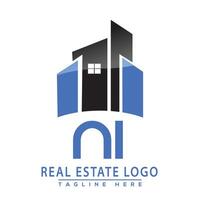 NI Real Estate Logo Design House Logo Stock Vector. vector