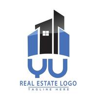 Yu real inmuebles logo diseño casa logo valores vector. vector