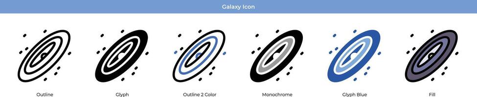 galaxia icono conjunto vector