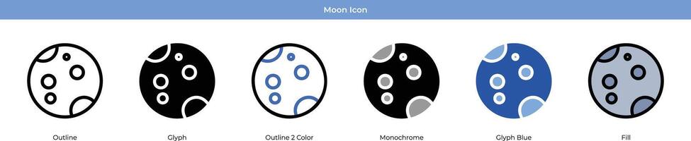 Luna icono conjunto vector