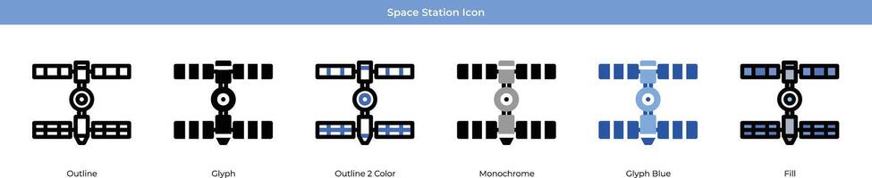 espacio estación icono conjunto vector
