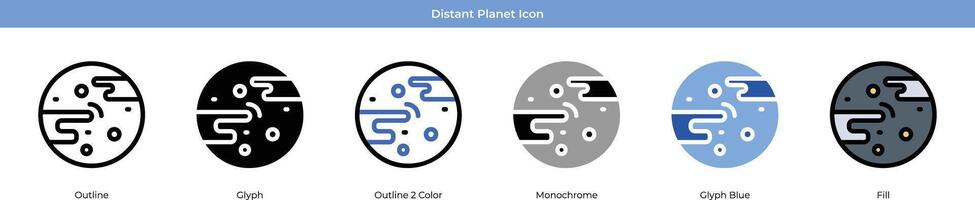 distante planeta icono conjunto vector