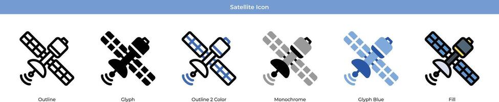 satélite icono conjunto vector