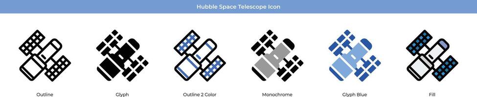 hubble espacio telescopio icono conjunto vector