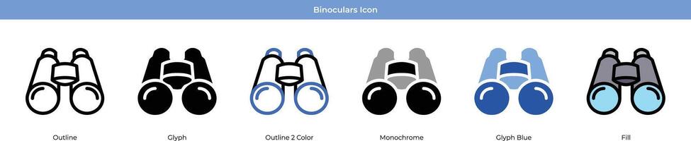 prismáticos icono conjunto vector