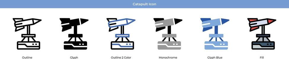 catapulta icono conjunto vector