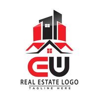 EW Real Estate Logo Red color Design House Logo Stock Vector. vector