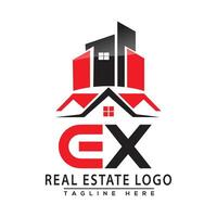 ex real inmuebles logo rojo color diseño casa logo valores vector. vector