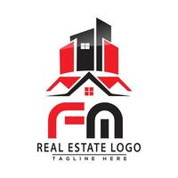 fm real inmuebles logo rojo color diseño casa logo valores vector. vector