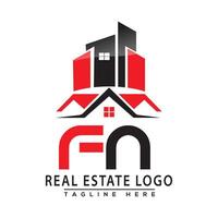 fn real inmuebles logo rojo color diseño casa logo valores vector. vector