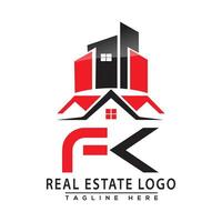 fk real inmuebles logo rojo color diseño casa logo valores vector. vector