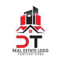 DT Real Estate Logo Red color Design House Logo Stock Vector. vector