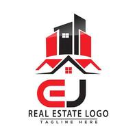 EJ Real Estate Logo Red color Design House Logo Stock Vector. vector
