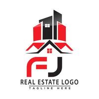 fj real inmuebles logo rojo color diseño casa logo valores vector. vector