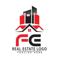 FE Real Estate Logo Red color Design House Logo Stock Vector. vector