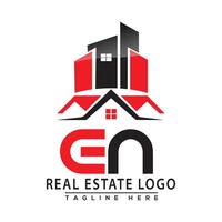 EN Real Estate Logo Red color Design House Logo Stock Vector. vector