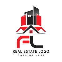 FL Real Estate Logo Red color Design House Logo Stock Vector. vector